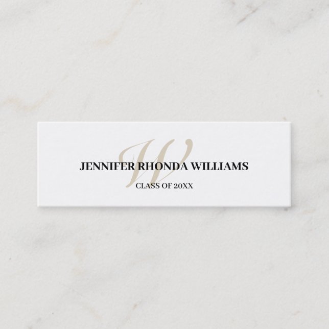 Classic monogram student graduation name card (Front)