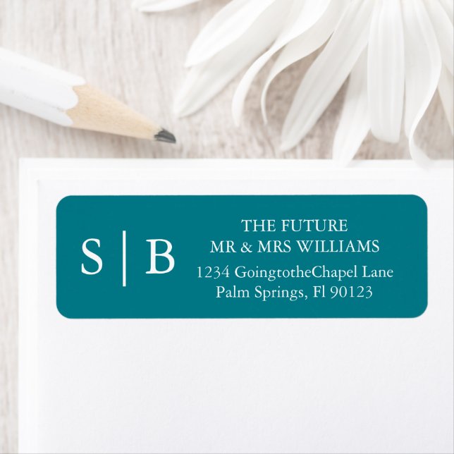 Classic Monogram Teal Return Address (Insitu)