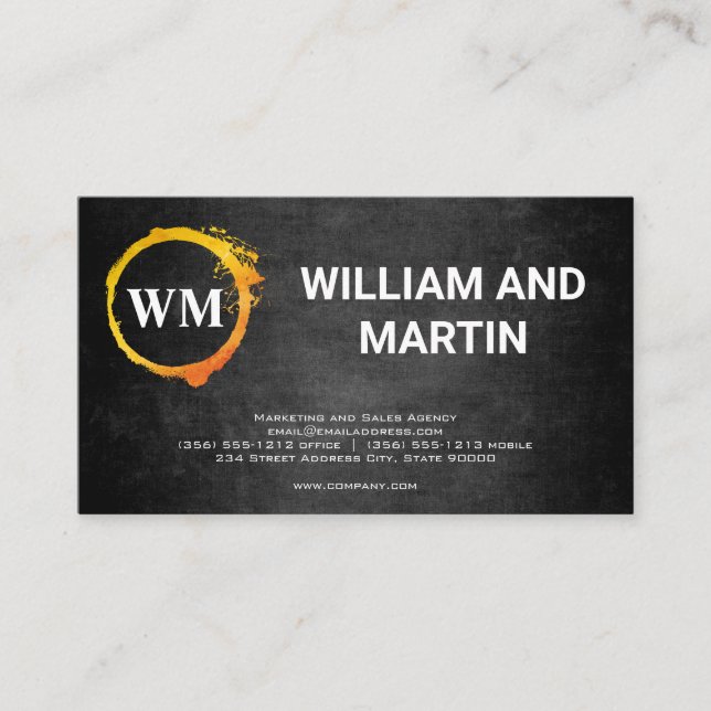 Classic Monogram | Textured Background Business Card (Front)