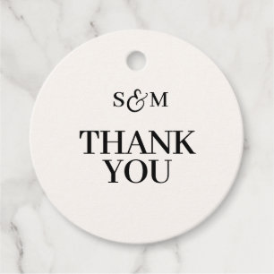 Classic Monogram Thank You Wedding Favour Tags