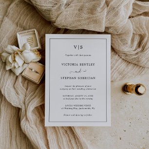 Classic Monogram Traditional Elegant Wedding Invitation