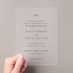 Classic Monogram Wedding Acrylic Invitations
