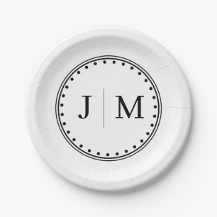 Classic Monogram Wedding Border line Paper Plate