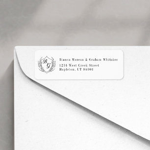 Classic monogram wedding crest return address
