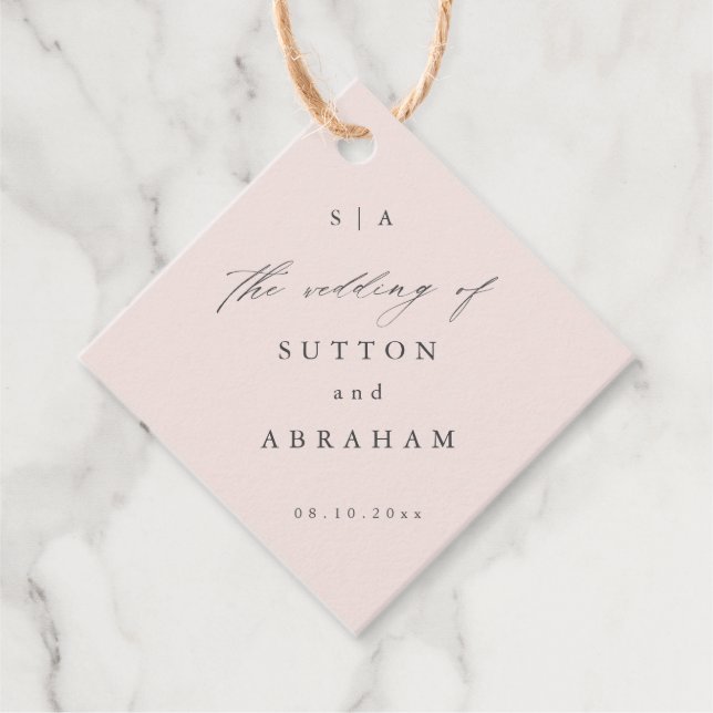 Classic monogram wedding  Favour Tags (Front)