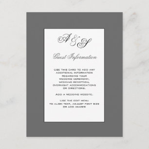 Classic Monogram Wedding Guest Information Card