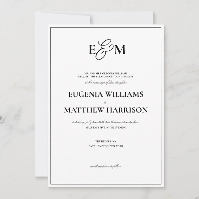 Classic Monogram Wedding Invitation (Front)