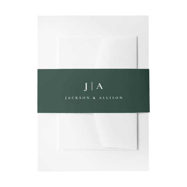 Classic Monogram Wedding Invitation Belly Band (Front Example)