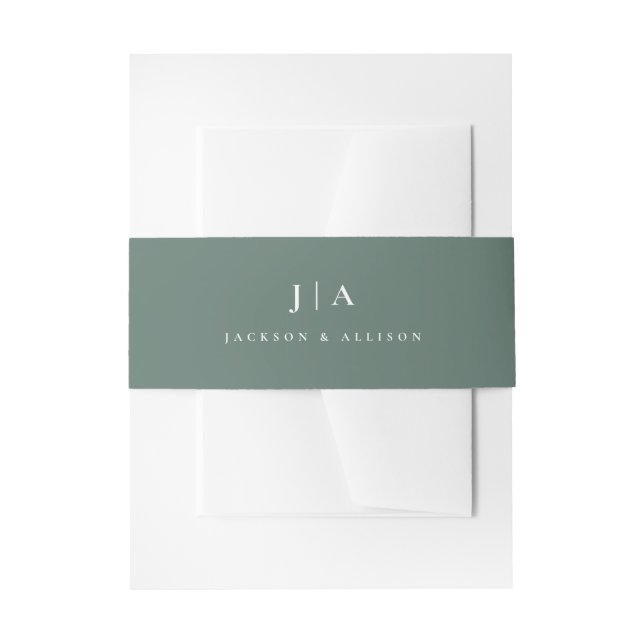 Classic Monogram Wedding Invitation Belly Band (Front Example)