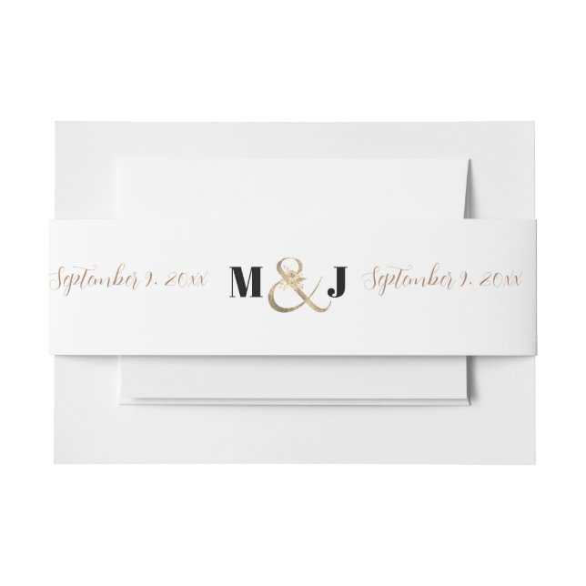 Classic Monogram Wedding Invitation Belly Band (Front Example)