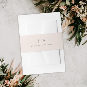 Classic monogram wedding invitation belly band