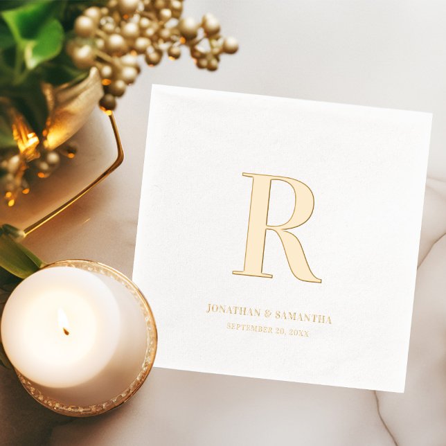 Classic Monogram Wedding Minimalist Gold Foil Napkins (Creator Uploaded)