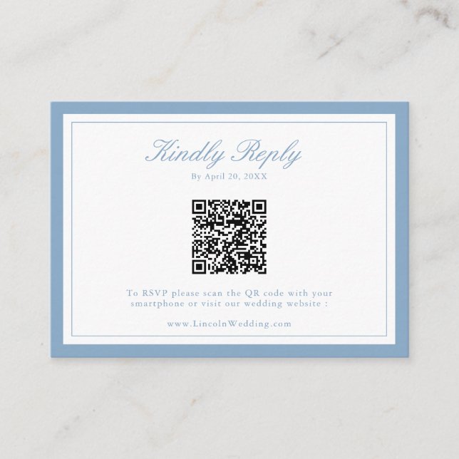 Classic Monogram Wedding QR Code RSVP Card (Front)