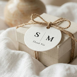 Classic Monogram Wedding White Favor Tags