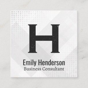 Classic Monogram   White Abstract Geometric Square Business Card