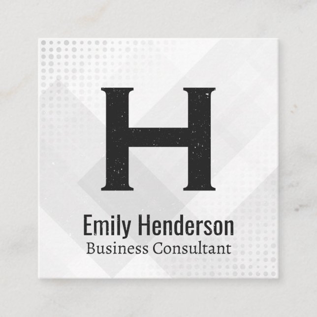 Classic Monogram | White Abstract Geometric Square Business Card (Front)