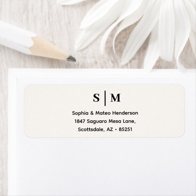Classic Monogram White Wedding Address (Insitu)