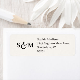 Classic Monogram White Wedding Return Address