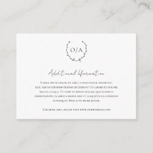 Classic Monogram Wreath Crest Elegant Wedding Enclosure Card