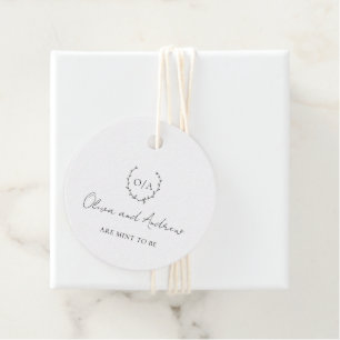 Classic Monogram Wreath Crest Elegant Wedding Favour Tags