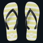 Classic Monogram Yellow  and White Stripes Flip Flops<br><div class="desc">Classic Yellow  and White Stripe Monogram Flip Flops</div>