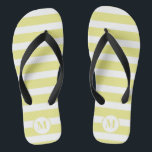 Classic Monogram Yellow  and White Stripes Flip Flops<br><div class="desc">Classic Yellow  and White Stripe Monogram Flip Flops</div>