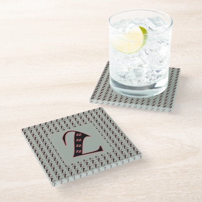 Classic Monogram Z  Glass Coaster (Angled)