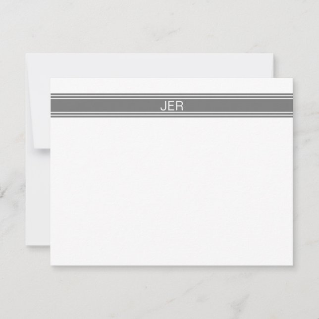 Classic Monogrammed Initials Modern Simple Gray Card (Front)