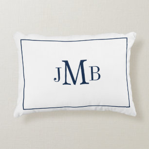 Classic, Monogrammed Navy & white Nautical Decorative Cushion