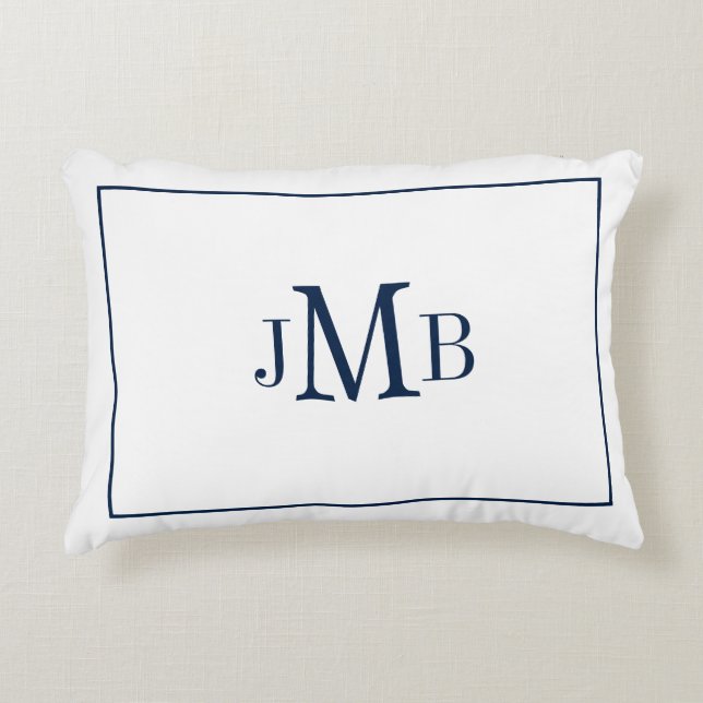 Classic, Monogrammed Navy & white Nautical Decorative Cushion (Front)