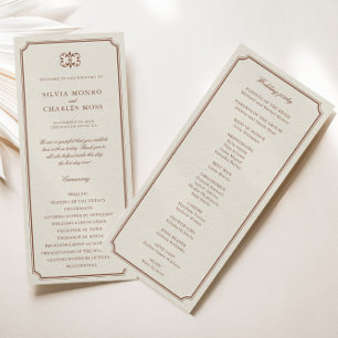 Classic Monorgam Brown Ecru Wedding Crest Program