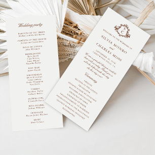 Classic Monorgam Brown & Ecru Wedding Program