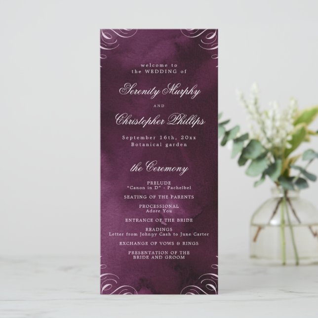 Classic Moody Masala Calligraphy Wedding Program Menu (Standing Front)