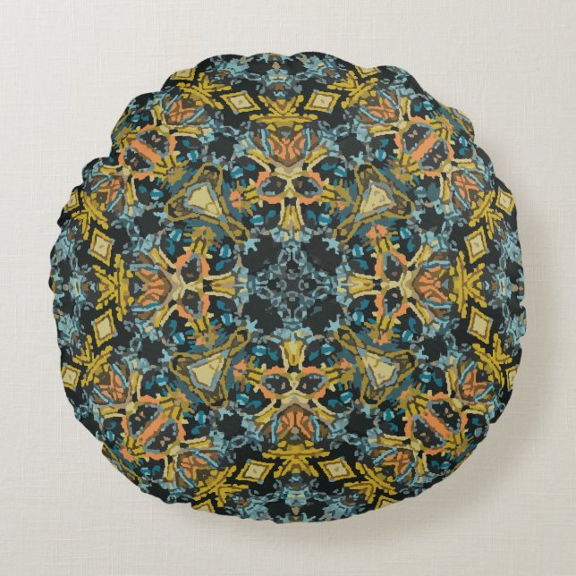Classic Moroccan Geometric Decorative Patterns Round Cushion (Front)