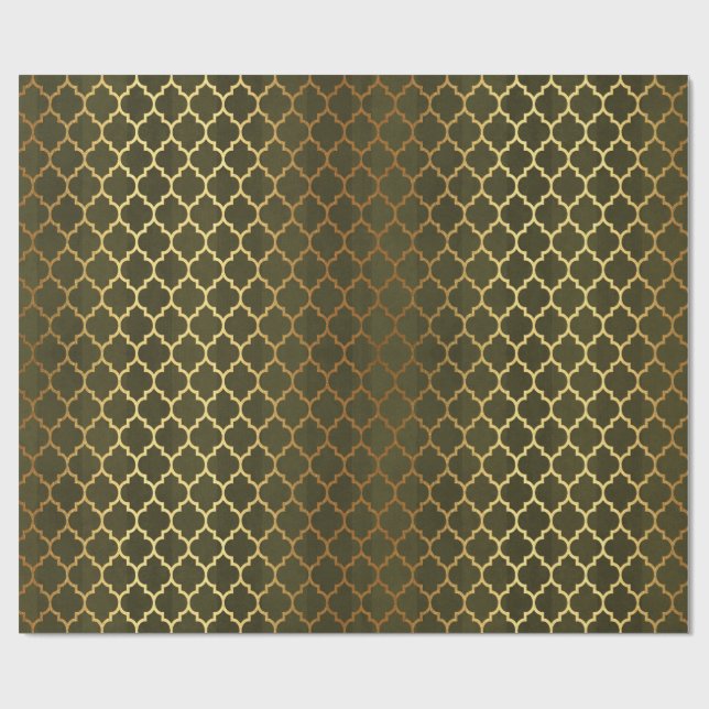 Classic Moroccan Pattern in Gold Wrapping Paper (Flat)