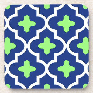 Classic Moroccan Tile, Cobalt Blue and Lime Coaster