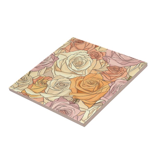Classic Mosaic Rose Ceramic Tiles  For Hallways (Side)