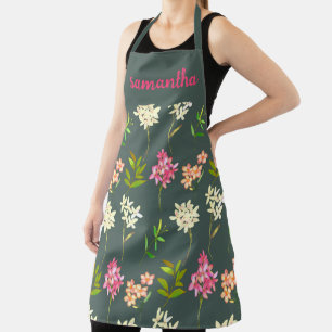 CLASSIC MOSS GREEN FLORAL PATTERN APRON