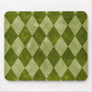 Classic Mossy Green Argyle Geometric Pattern Mouse Mat