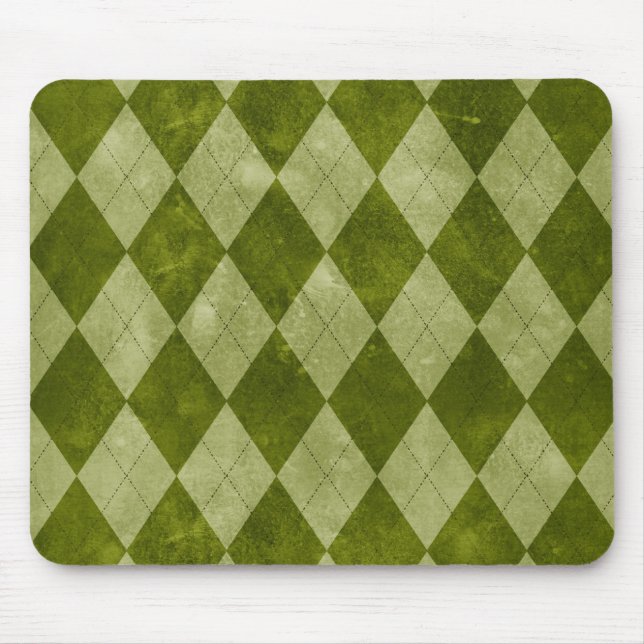 Classic Mossy Green Argyle Geometric Pattern Mouse Mat (Front)