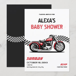 Classic motorbike baby shower invitation
