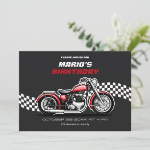 Classic motorbike birthday invitation