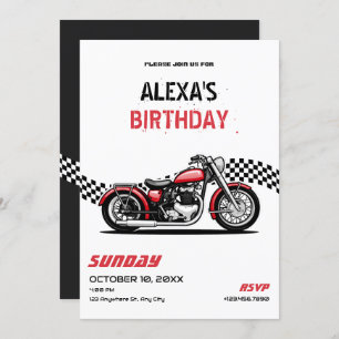 Classic motorbike birthday invitation