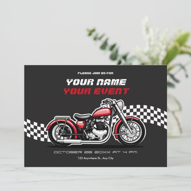 Classic motorbike  invitation (Standing Front)