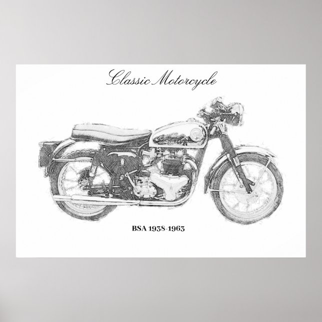Classic Motorcycle art print British bike (Front)