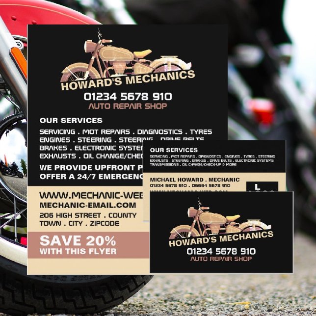 Classic Motorcycle, Auto Mechanic & Repairs Advert Flyer (Creator Uploaded)