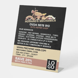 Classic Motorcycle, Auto Mechanic & Repairs Advert Pedestal Sign