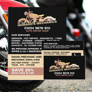 Classic Motorcycle, Auto Mechanic & Repairs Business Card