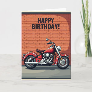 Classic Motorcycle Birthday Ride Card