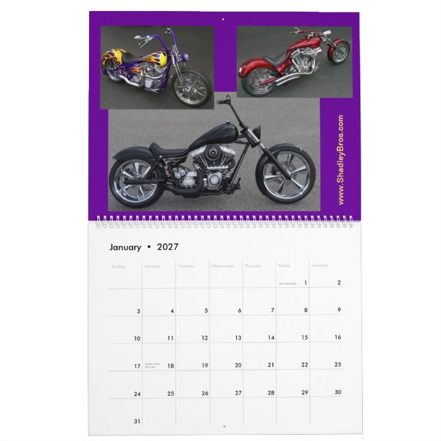 Classic Motorcycle Choppers Calendar (Jan 2027)